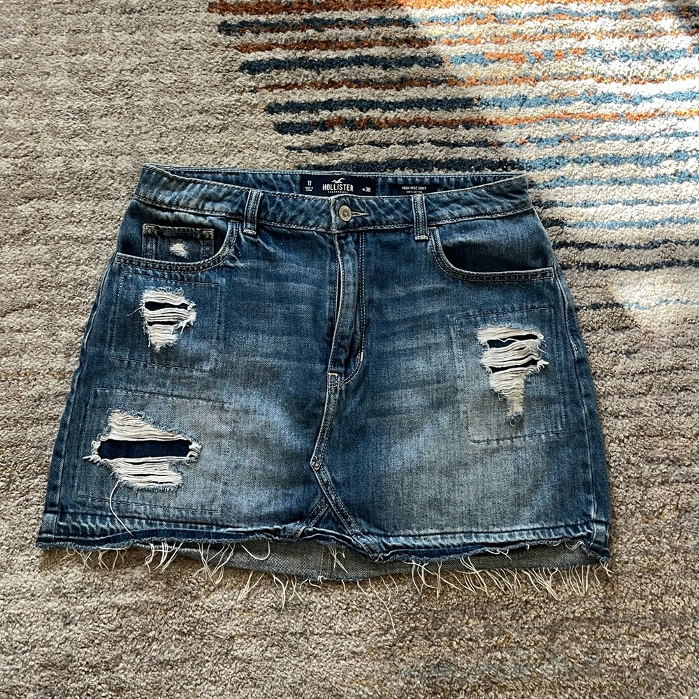 Distressed Denim Mini Skirt